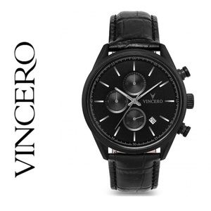 NWT VINCERO Blk Chrome Changeable Watch Men’s